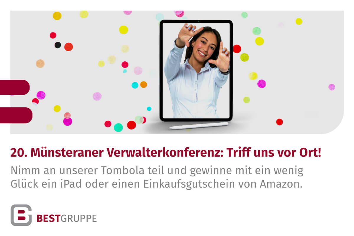 iPad mit Konfetti und Mensch