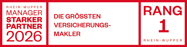 Rhein-Wupper Manager Starker Partner 2026. Die größten Versicherungsmakler - Rang 1 Rhein-Wupper