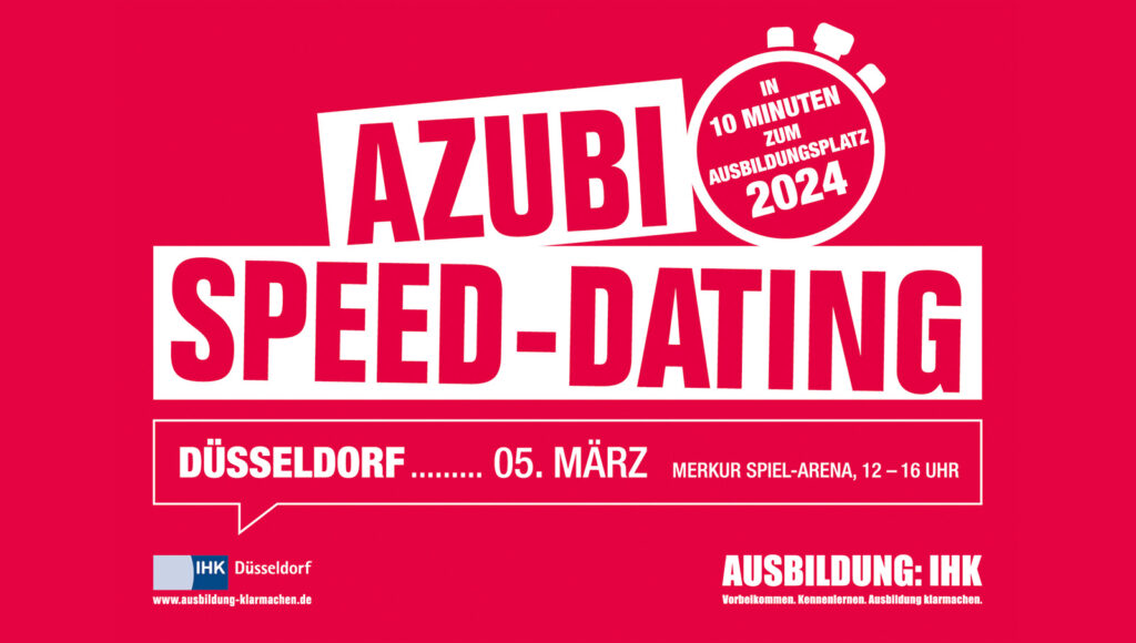 Werbung für das Azubi-Speed-Dating in Düsseldorf am 05. März 2024.