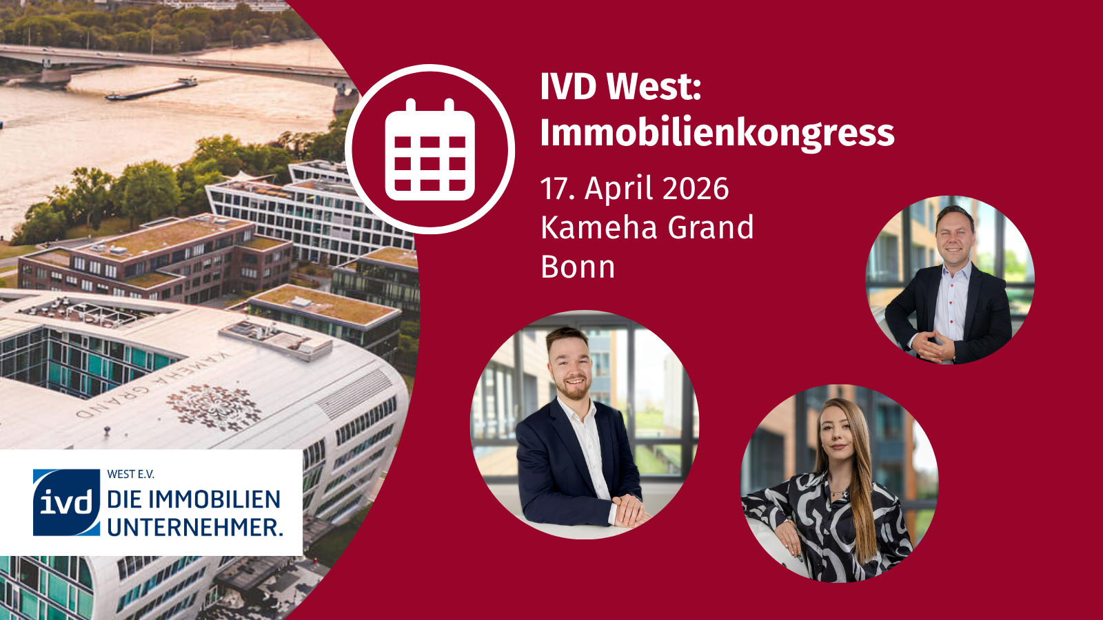 Abgebildet sind Kollegen der BEST GRUPPE, die auf dem Immobilienkongress des IVD West e.V. in Bonn anzutreffen sind.