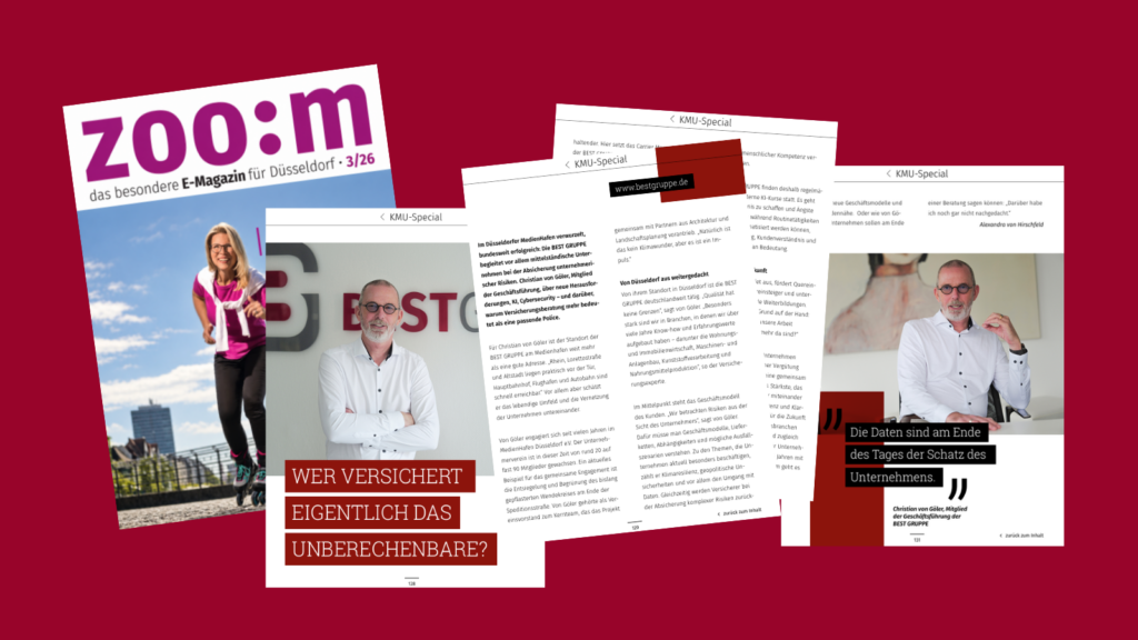 Angezeigt wird das Titelblatt des Magazins ZOOM und ein Artikel über BEST GRUPPE
