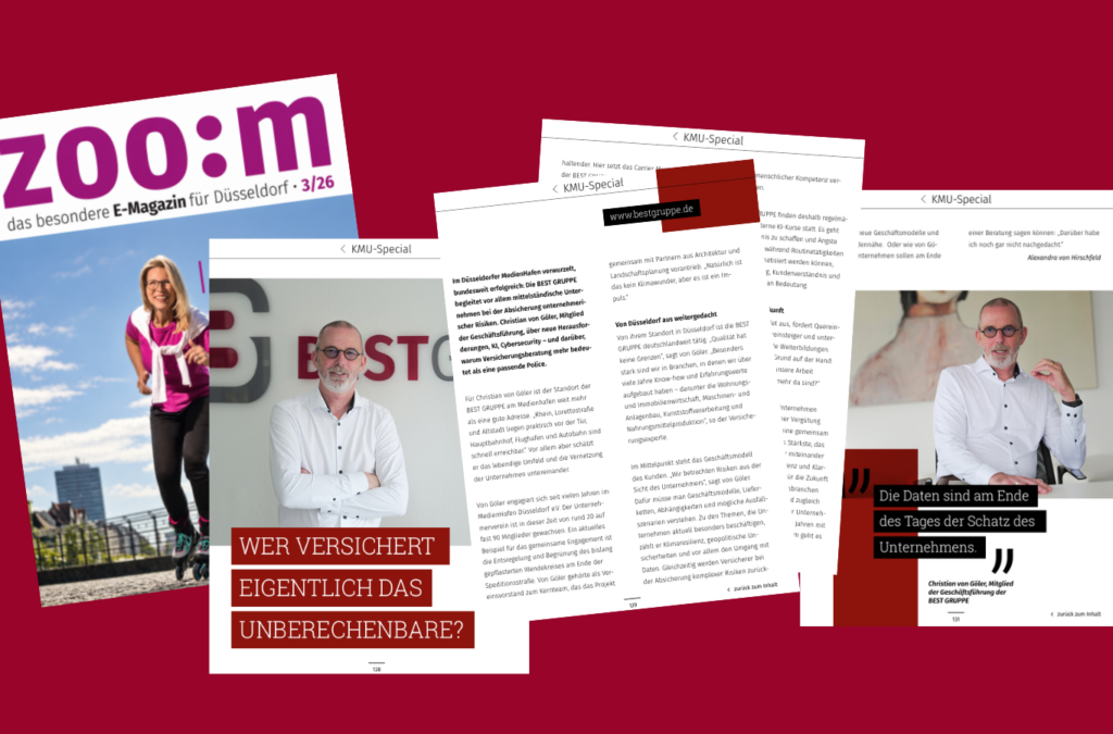 Angezeigt wird das Titelblatt des Magazins ZOOM und ein Artikel über BEST GRUPPE