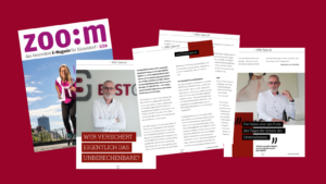 Angezeigt wird das Titelblatt des Magazins ZOOM und ein Artikel über BEST GRUPPE