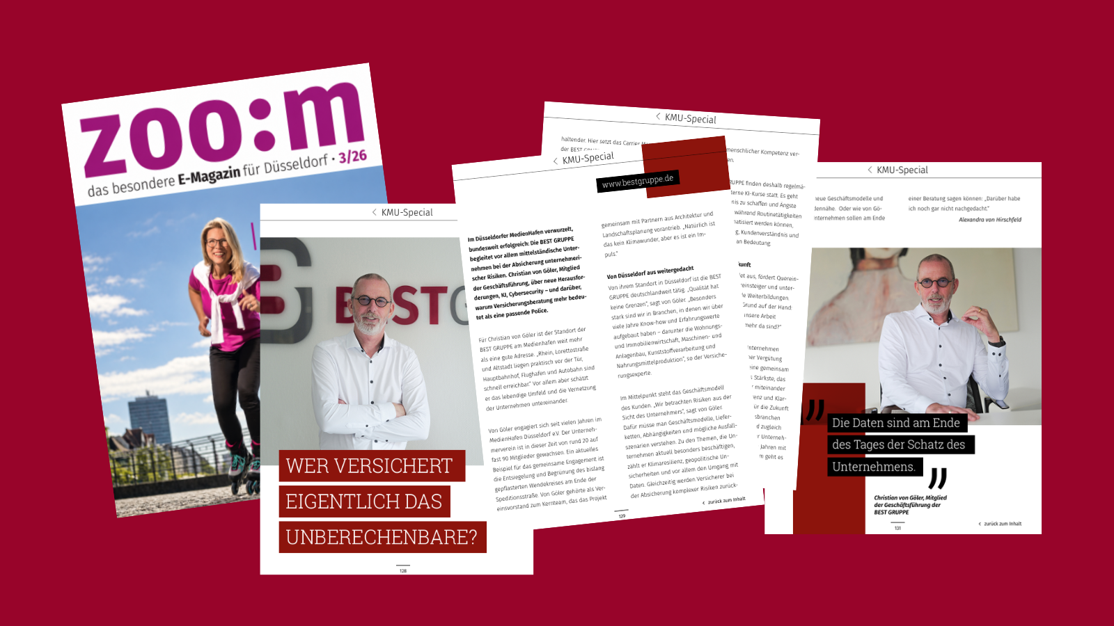 Angezeigt wird das Titelblatt des Magazins ZOOM und ein Artikel über BEST GRUPPE